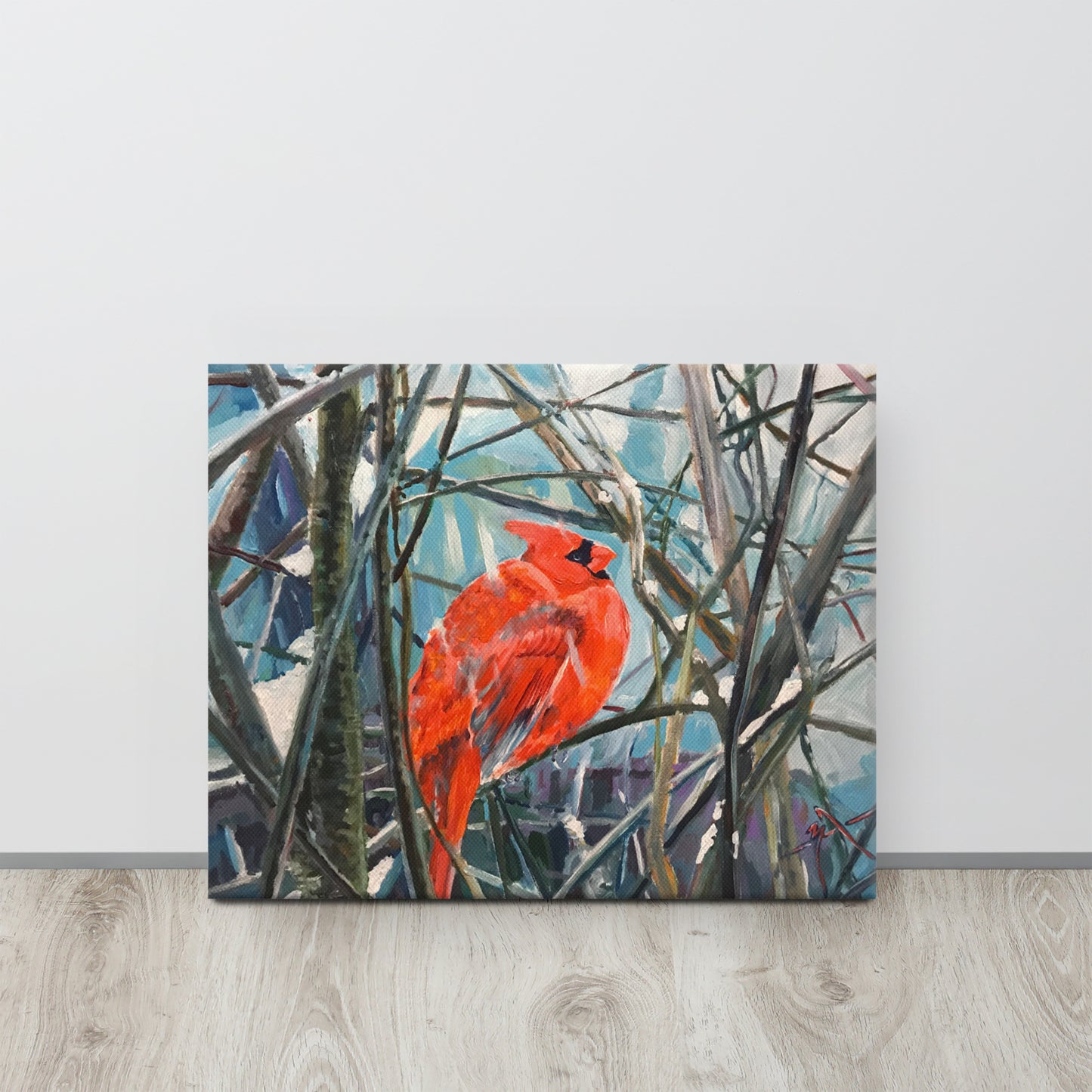 Cardinal in Winter Branches - Canvas Wall Decor