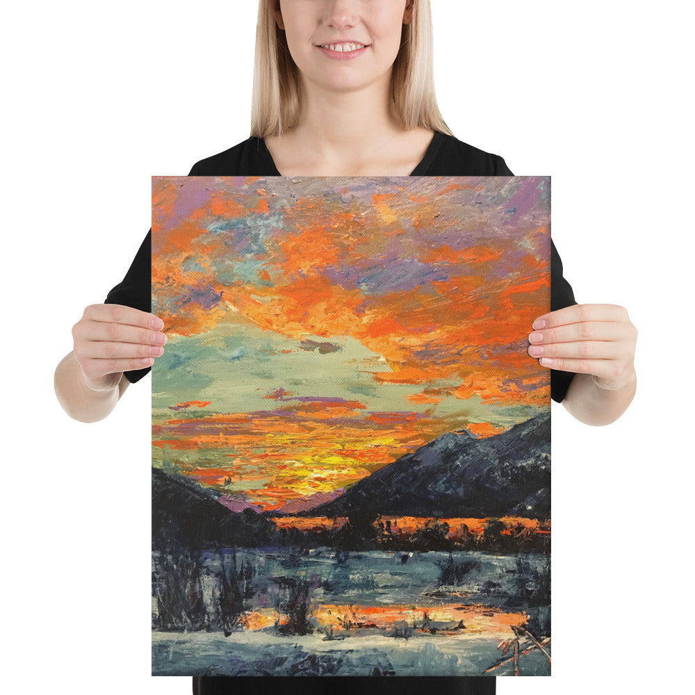 Winter Mountain Sunset - Canvas Wall Decor