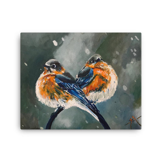 Love Birds in Snow - Canvas Wall Decor