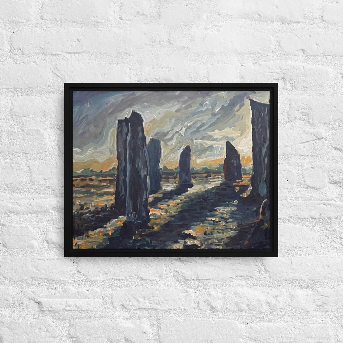 Standing Stones Diptych Panel 1 - Framed Canvas Wall Decor