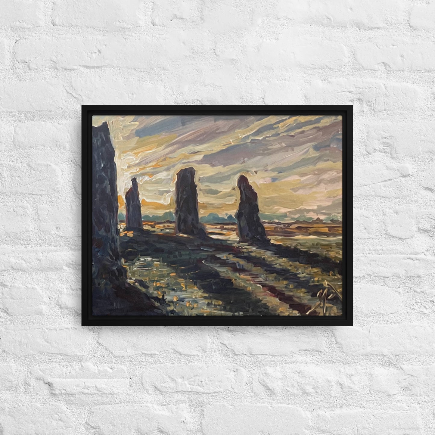 Standing Stones Diptych Panel 2 - Framed Canvas Wall Decor