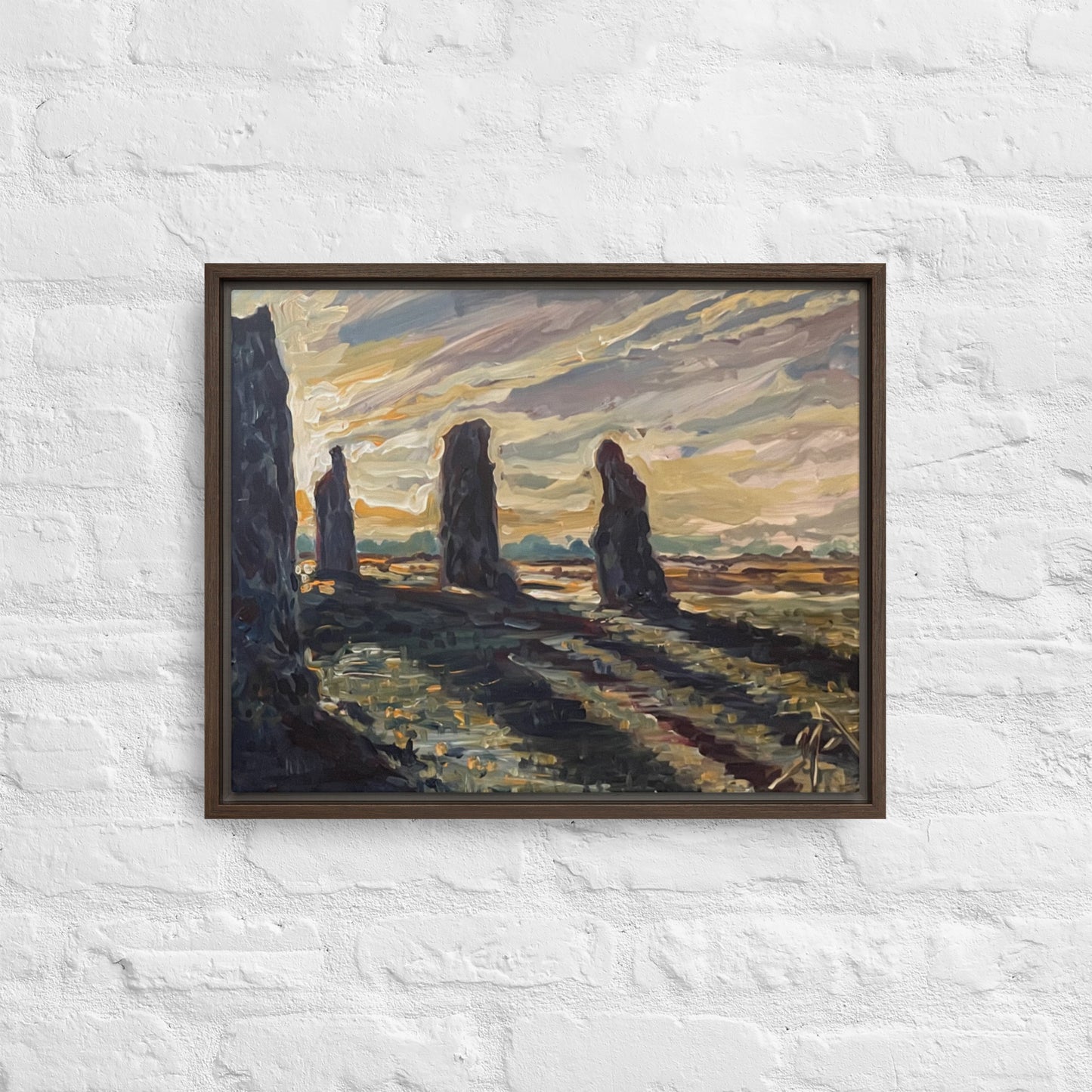 Standing Stones Diptych Panel 2 - Framed Canvas Wall Decor