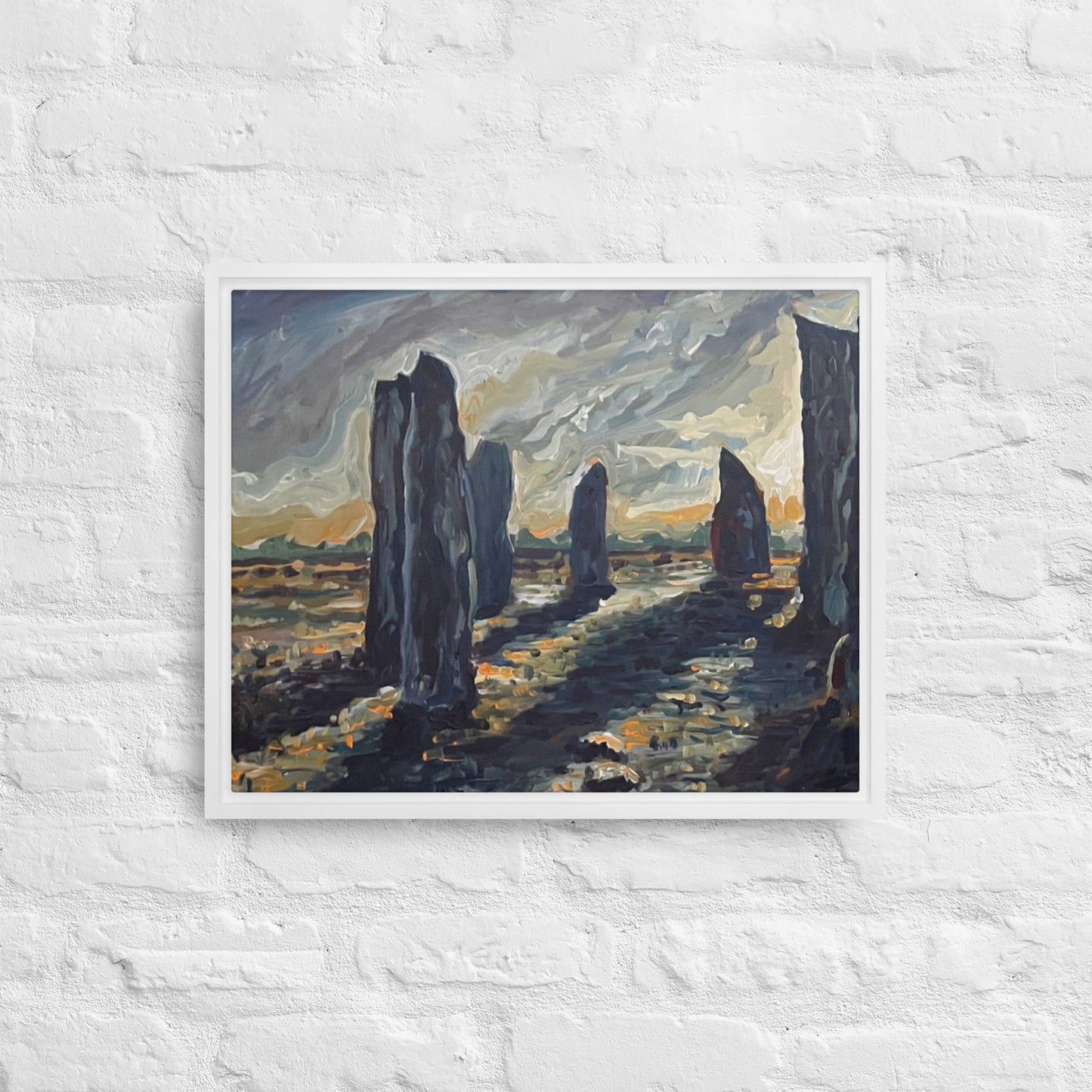 Standing Stones Diptych Panel 1 - Framed Canvas Wall Decor