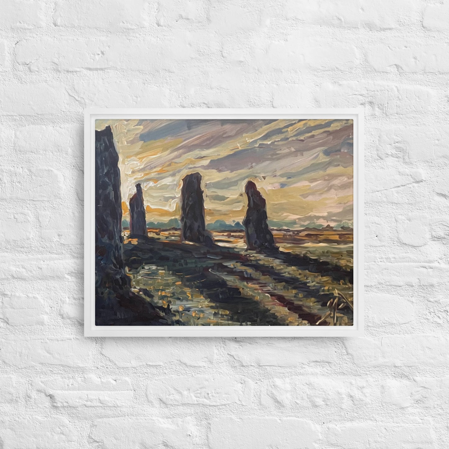 Standing Stones Diptych Panel 2 - Framed Canvas Wall Decor