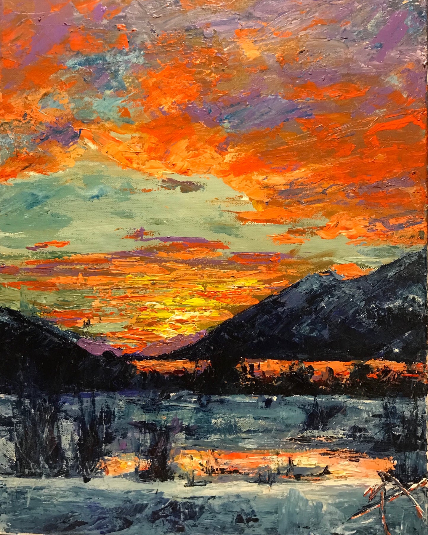 Winter Mountain Sunset - Canvas Wall Decor